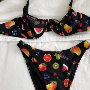 wild fable Black Fruit-Print Two-Piece Bikini